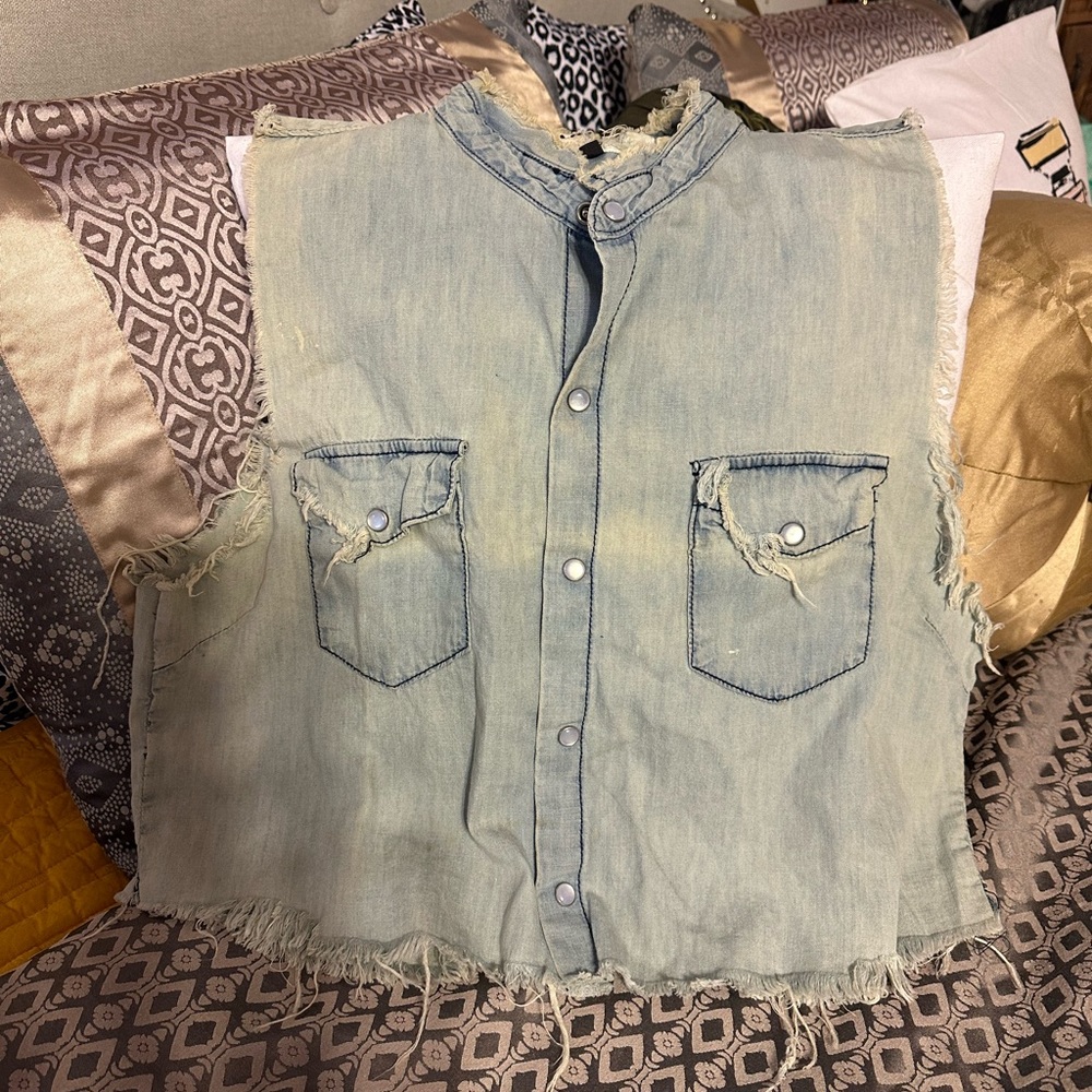 Blue Jean cutout blouse